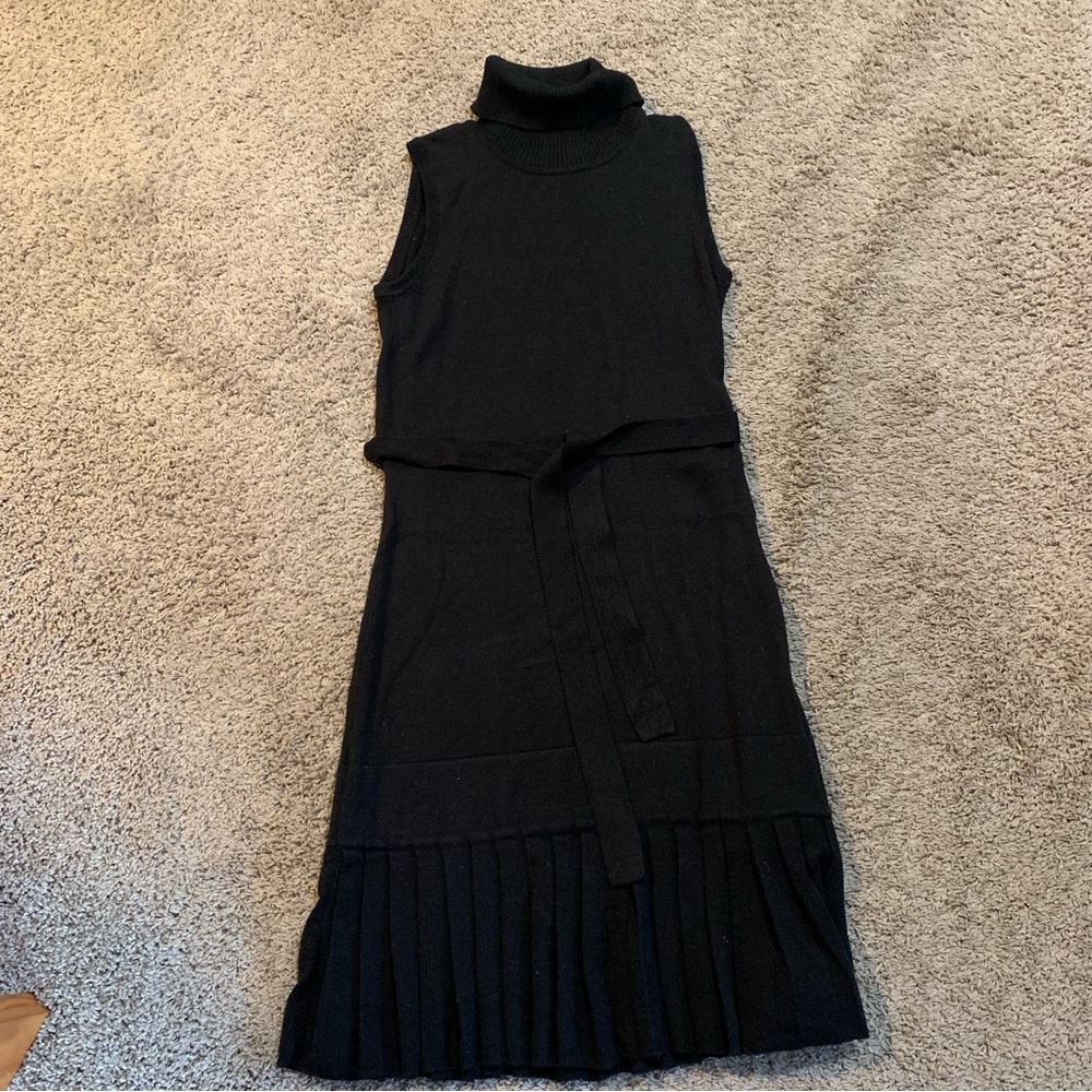 Calvin Klein Black Sleeveless Turtleneck Sweater Dress XS